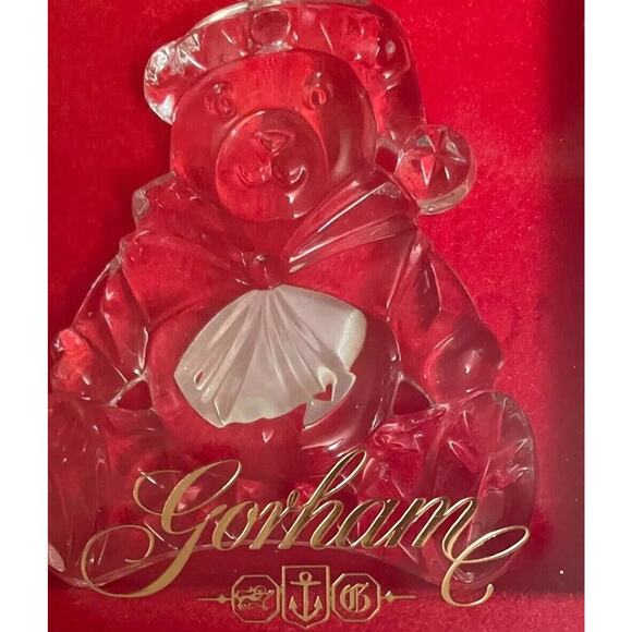 GORHAM Lead Crystal Teddy Bear Christmas Holiday Ornament Vintage Germany NOB - Picture 4 of 9